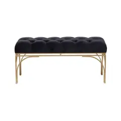 Black Metal Glam Bench, 19" x 39" x 17"