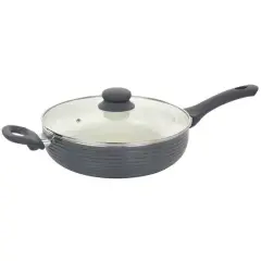 Oster Ridge Valley 3.5qt. Gray Nonstick Aluminum Saut&eacute; Pan with Lid
