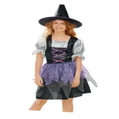 Medium Black & Purple Witch Girl's Costume