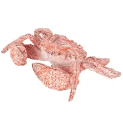10" Polystone Crab Textured Decorative Sculpture Red