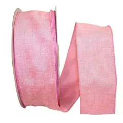 JAM Paper 2.5" x 50yd. Linen Wired Ribbon Pink