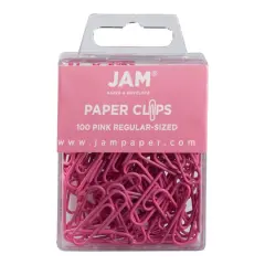 JAM Paper 1" Colorful Standard Paper Clips, 2 Packs of 100 Pink