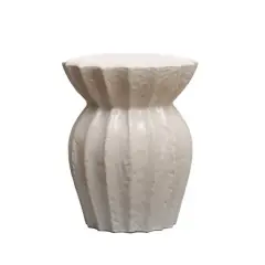 Hello Honey&reg; 20" Elegant Round Sculpted White Stoneware Stool