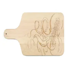 17" Sketched Octopus Maple Paddle Cutting Board