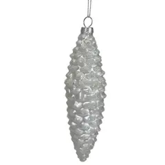 Frosted White Pine Cone Glass Ornament