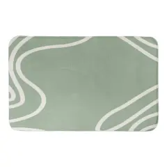 Green Curved Lines Bath Mat