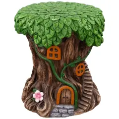 13.75" Fairy Tree Stump Outdoor Garden Plant Stand