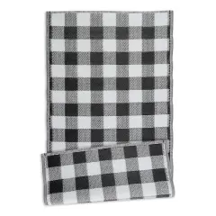 Black and White Buffalo Check Outdoor Floor Runner 3ft. x 6ft.