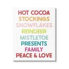 Stupell Industries Peace & Love Rainbow Christmas List Canvas Wall Art