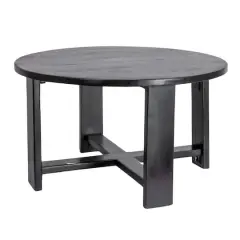 Hello Honey&reg; Elegant Acacia Trestle Round Coffee Table Black