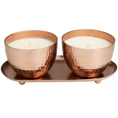 Jasmine Scented Candles in Hammered Copper Bowls Set
