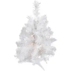 18" Pre-Lit Medium Snow White Artificial Christmas Tree, Clear Lights
