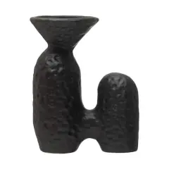 Hello Honey&reg; 8" Matte Black Textured Stoneware Sculptural Vase