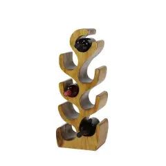28" Brown Wood Rustic Wine Holder Rack