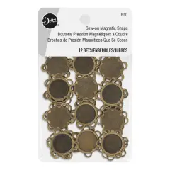 Dritz&reg; Brass Flower Shape Sew-On Magnetic Snaps, 12 Sets