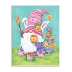 Stupell Industries Whimsical Gnome Painting Easter Eggs Festive Flowers Wall Plaque Art