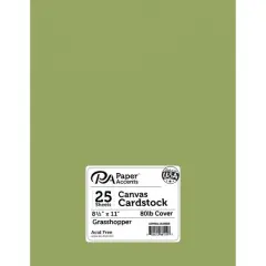 PA Paper&trade; Accents 8.5" x 11" 80lb. Canvas Cardstock Paper, 25 Sheets Grasshopper