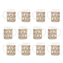 Hello Honey&reg; 10oz. Clear Glass Mugs with Natural Woven Sleeves, 12ct.