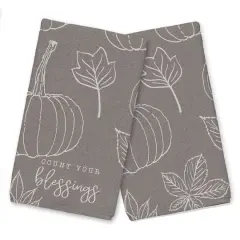 Count Your Blessings Gray Pumpkin Tea Towel Set