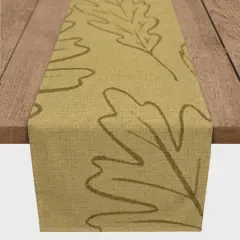 72'' Mustard Yellow Large Leaf Pattern Cotton Twill Runner