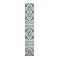 90" Blue & Yellow Circle Hex Cotton Twill Runner
