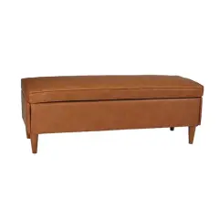 Hello Honey&reg; Cognac Vegan Leather Bench with Storage