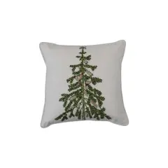 Hello Honey&reg; Christmas Tree Printed Cotton Pillow with Embroidery & Piping