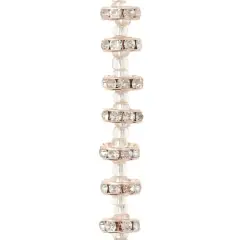 Rose Gold Rhinestone Studded Rondel Beads, 10mm by Bead Landing&trade;