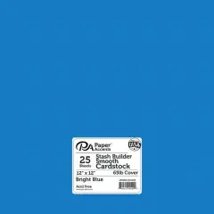 PA Paper&trade; Accents Stash Builder 12" x 12" 65lb. Smooth Cardstock, 25 Sheets Bright Blue
