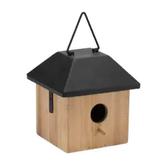 7.75" Wooden Birdhouse with Metal Roof