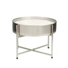 110oz. Sweet Bamboo Scented White 5 Wick Candle in Silver Bowl with Stand