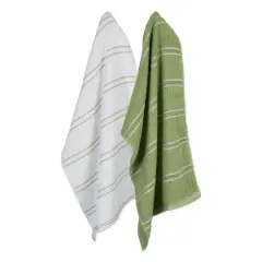 DII&reg; Striped Ribbed Terry Dish Towels, 6ct. Green/White