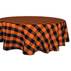 DII&reg; 70" Buffalo Check Round Tablecloth Orange and Black