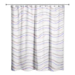 Delicate Squiggles Shower Curtain Blue and Pink