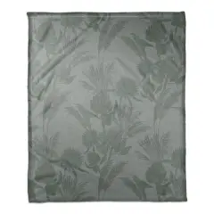 Tones Protea Blooms Coral Fleece Blanket Blue