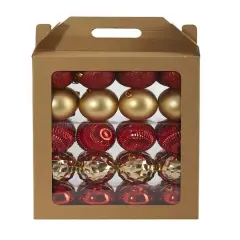 40ct. 3" Red & Gold Shatterproof Ball Ornaments