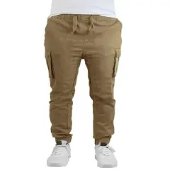 Galaxy by Harvic Slim Fit Cotton Stretch Twill Men's Cargo Joggers Timber