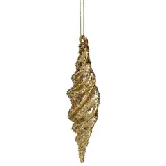 8.5" Shiny Gold Textured Finial Christmas Ornament