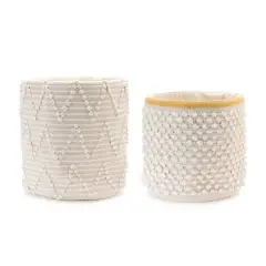 White Woven Cotton Basket Set