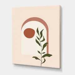 Designart - Abstract Geometrical Moon With Leaf III - Modern Canvas Wall Art Print