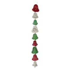 Hello Honey&reg; 6ft. Cream, Red & Green Handmade Wool Felt Embroidered Bells Garland