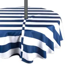 DII&reg; 52" Nautical Blue Cabana Stripe Outdoor Tablecloth with Zipper