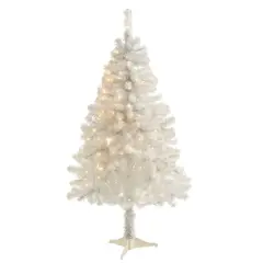 4ft. Pre-Lit White Artificial Christmas Tree, Clear LED Lights