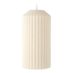 8" Ribbed Wax LED Pillar Candle by Ashland&reg; Ivory