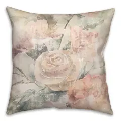 Vintage Distressed Florals Throw Pillow