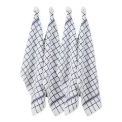 DII&reg; French Blue Windowpane Terry Dishtowels, 4ct.