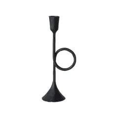 Hello Honey&reg; Black 9.5" Cast Metal Taper Candle Holder with Handle