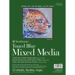 Strathmore Toned Mixed Media Paper Pad, 400 Series, 15 Sheets, 9" x 12", Toned Blue