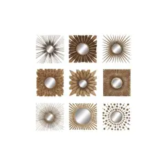 Gold Metal Rustic Wall Mirror Set