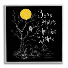 Stupell Industries Spooky Dark Halloween Phrase Framed Giclee Art Gray